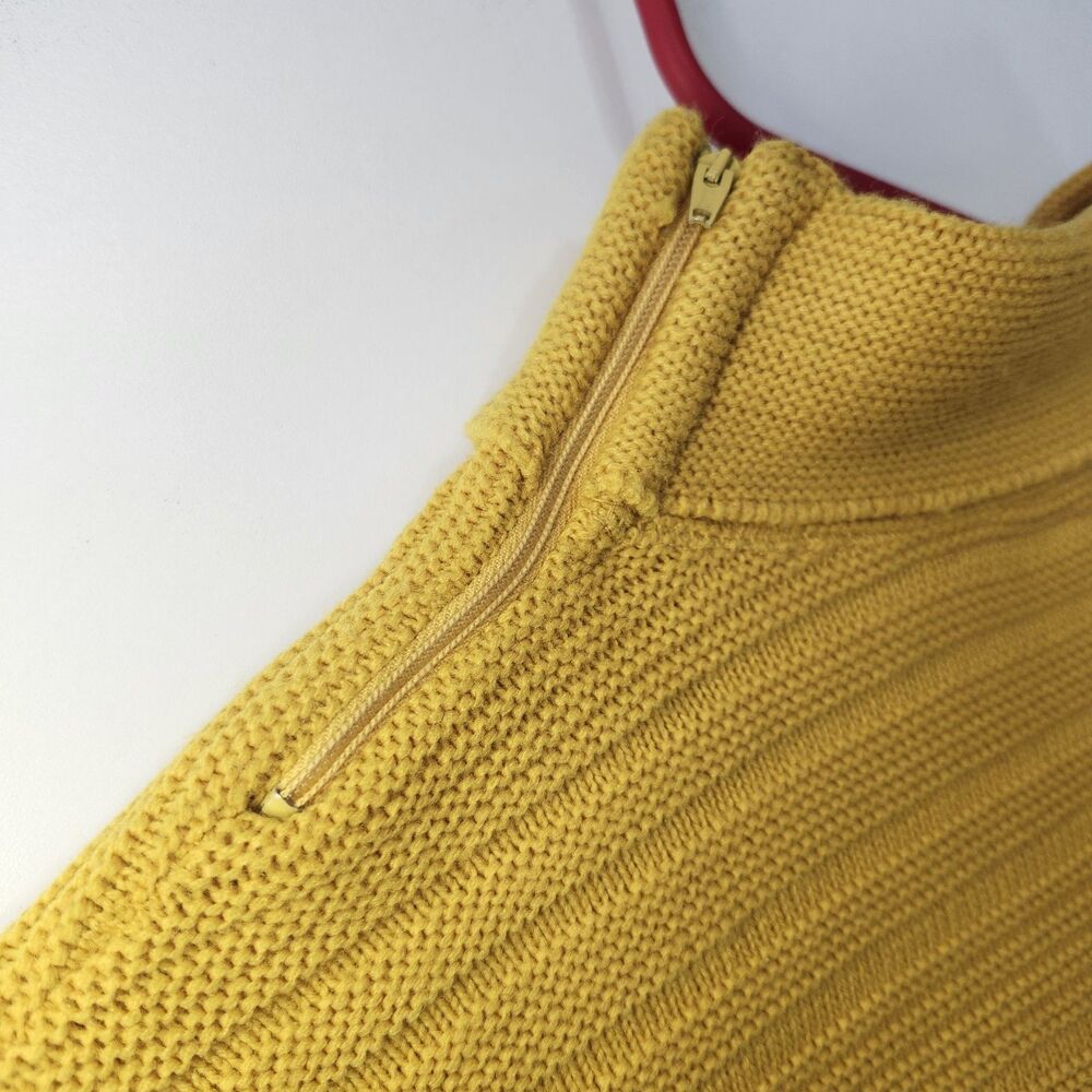 VTG White Stag Mustard Ribbed Turtleneck Sweater Union Made Side Neck Zip (S/M) - Picture 5 of 10